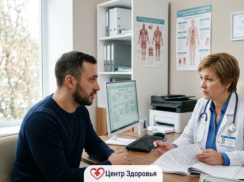 Нарколог консультирует пациента по вопросам лечения